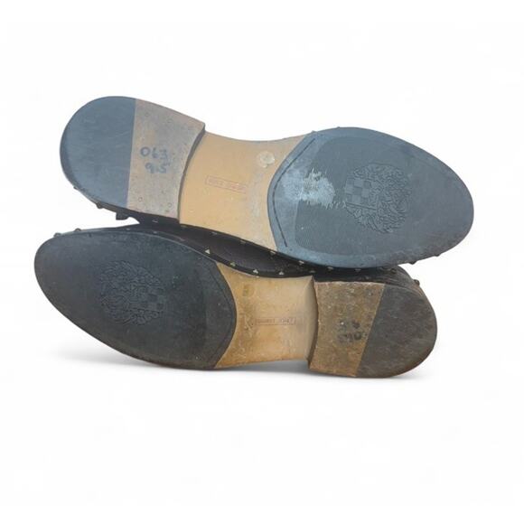 VINCE CAMUTO Combat Boots Leather Talorini Lace Up Burly Brown Studded Sz 9.5 - Picture 6 of 6